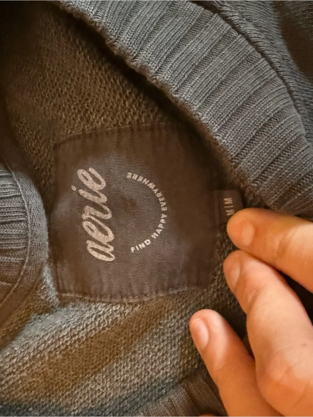 charcoal grey Rib-Cuff Crewneck Sweater - Picture 3 of 3